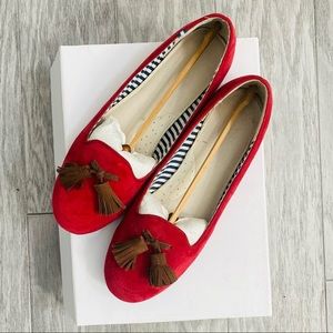 Charles Philip Shanghai red suede flats